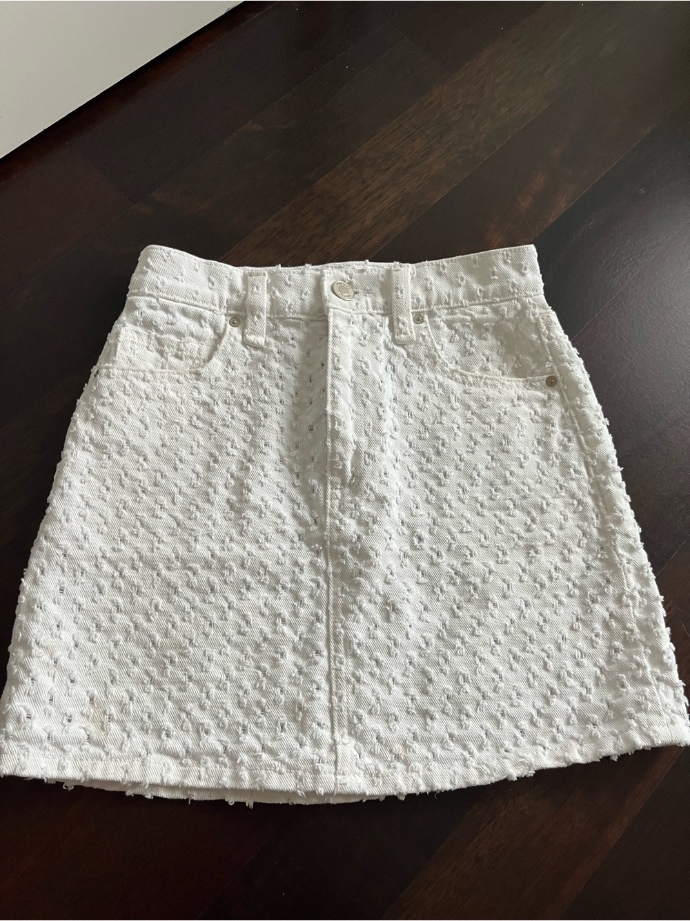 Hudson Jeans White Textured High-Rise Mini Skirt